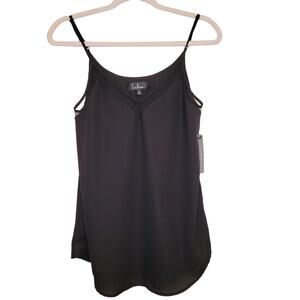 New Lulu's Womens Black Flowy Layered Vneck Camisole Top Size Small